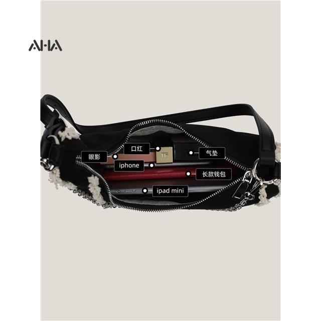 Túi đeo chéo AHA official màu tương phản phối dây xích thời trang Hàn Quốc 2022 cho nữ