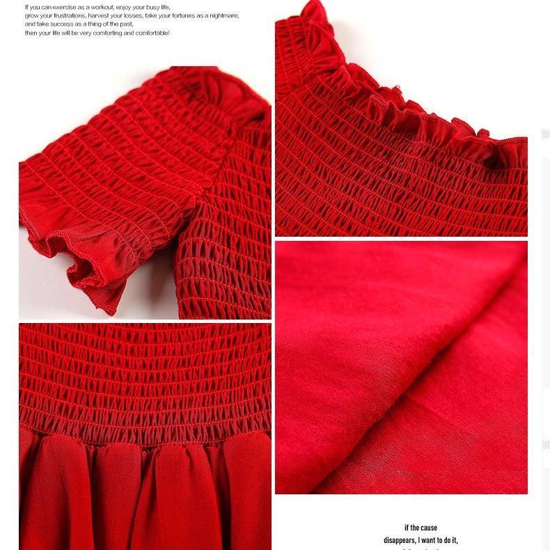 Váy Cho Bé Gái | Đầm Công Chúa Nhỏ Trễ Vai Màu Đỏ Cho Bé Gái 3-5 - 10 Tuổi