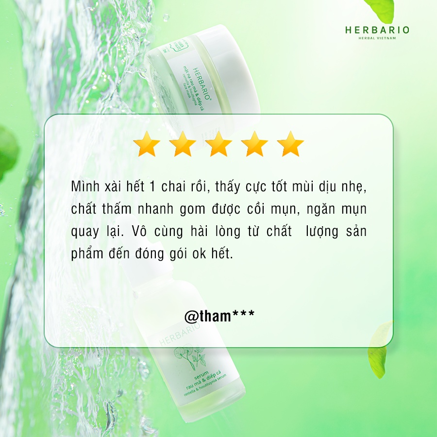 Serum Rau má và Diếp cá Herbario 30ml sạch mụn, thuần chay