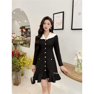 NEWDAY_ Đầm tweed phối cổ AMEE