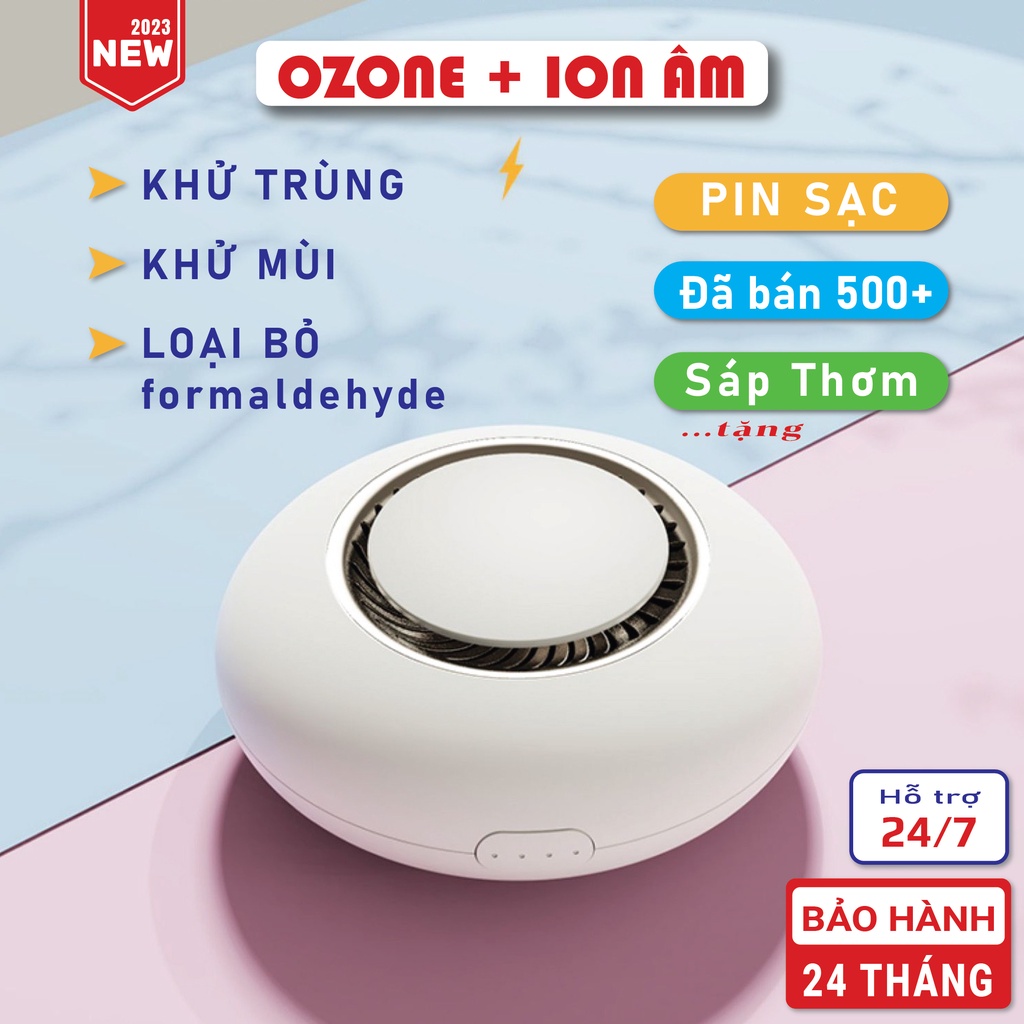 Máy lọc không khí khử mùi bếp nhà vệ sinh vật nuôi trong nhà bằng ion âm ozone, 4 chế độ, có sáp thơm, bảo hành 24 tháng