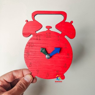 Phụ Kiện Bảng Bận Rộn Busy Board Tại Nhà Đồng Hồ Báo Thức Màu Đỏ Bằng Gỗ Benrikids Dạy Bé Làm Quen Với Giờ
