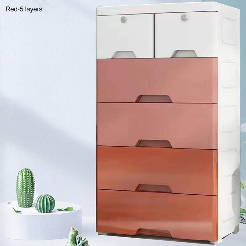 Tủ Đựng Đồ Bằng Nhựa Màu Sắc Gradient Có Ròng Rọc Tiện Dụng Cho Phòng Ngủ / Phòng Tắm