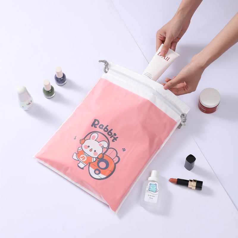 Túi nhựa dây rút đựng quần áo chống thấm nước in hoạ tiết dễ thương 45x30cm