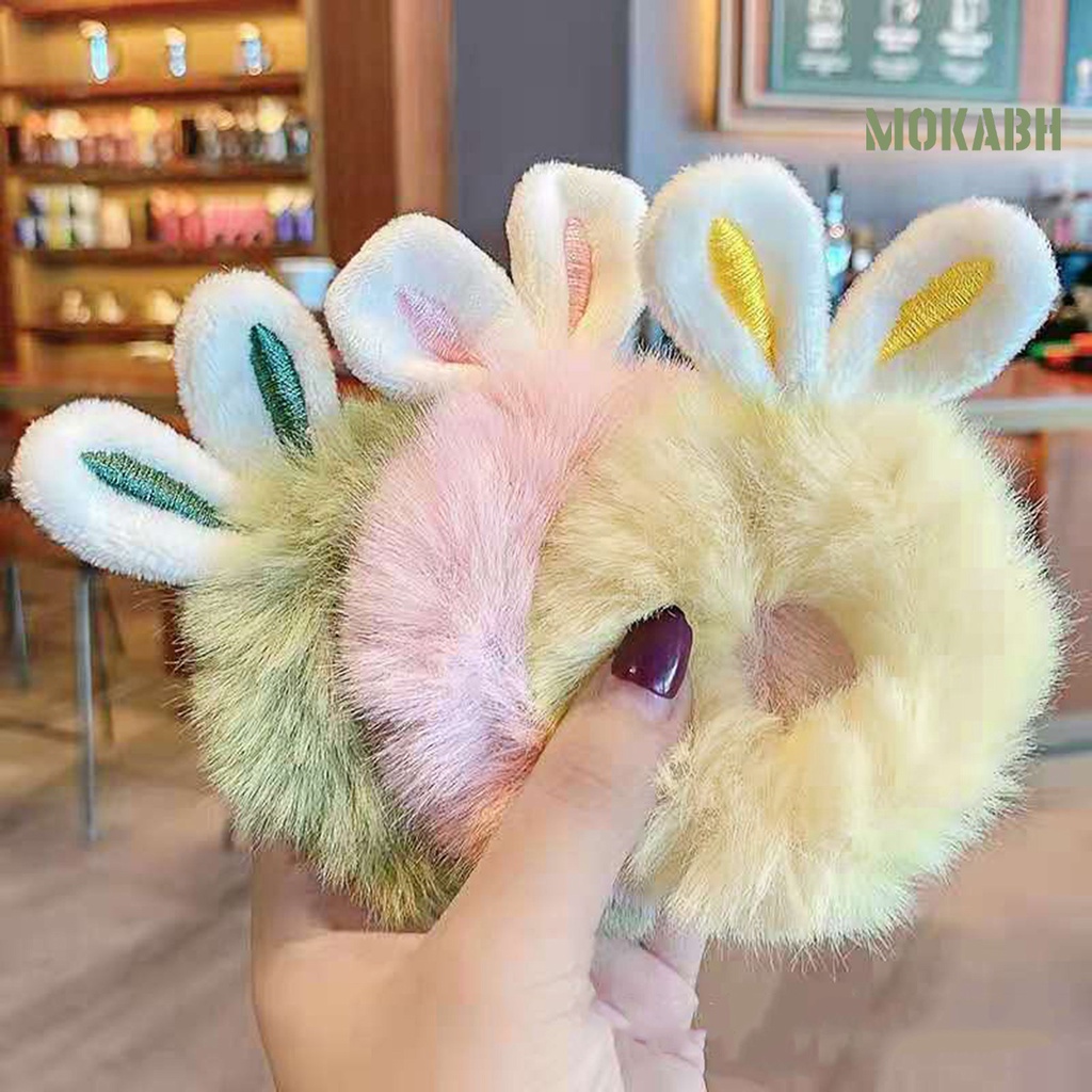 [mokabh] Dây Buộc Tóc Co Giãn Tốt Đính Tai Thỏ Hoạt Hình Bằng Lông Thỏ Giả Thoải Mái Độ Co Giãn Cao Trang Trí Sức Khỏe Hàng Ngày Cuộc Sống Hàng Ngày