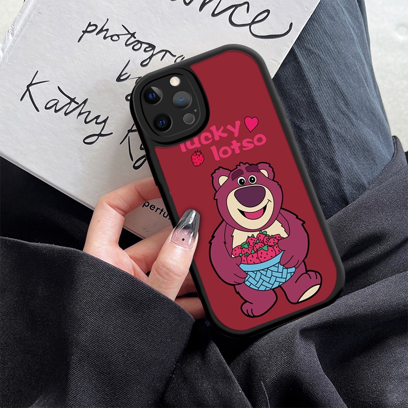 Ốp Điện Thoại Silicon Dẻo In Gấu Dâu Tây iPhone 11 12 Pro 13 14 Promax 14Plus 13Pro 12 / 13 Mini 6G 6P 7 / 8G 8Plus SE x xr xsmax