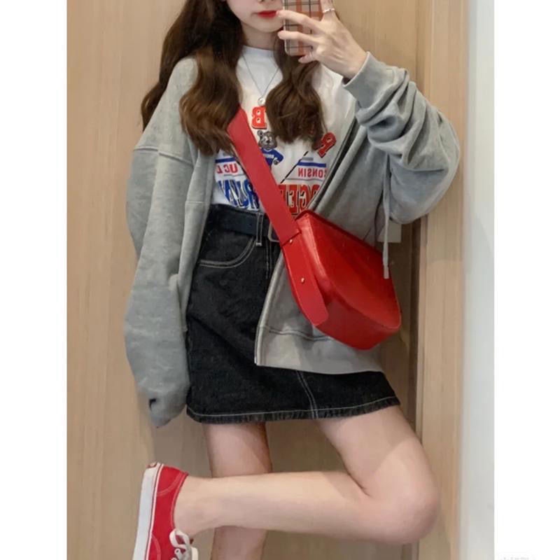 Mischa Túi Xách Da PU Màu Trơn Phong Cách retro Thời Trang Cho Nữ