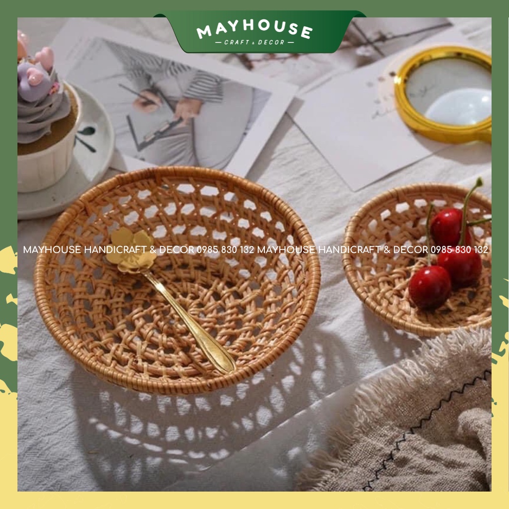 Khay mây tre đan đựng đa năng MAYHOUSE CRAFT&DECOR, đựng trái cây rau củ quả, decor trang trí bàn ăn
