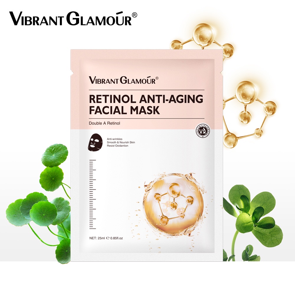 1 Mặt Nạ VIBRANT GLAMOUR Chứa Retinol / Hyaluronic Acid Dưỡng Ẩm Sâu / Chống Lão Hóa / Làm Trắng Da / Làm Mờ Vết Thâm / Làm Săn Chắc Da Hiệu Quả