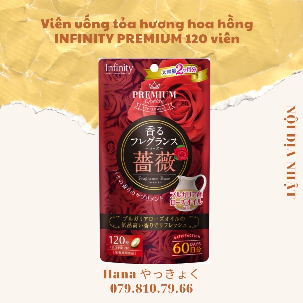 Viên Thơm Cơ Thể HƯƠNG HOA HỒNG/ HOA QUẾ HOA Premium Infinity Fragrance 60/120 Viên Nhật Bản