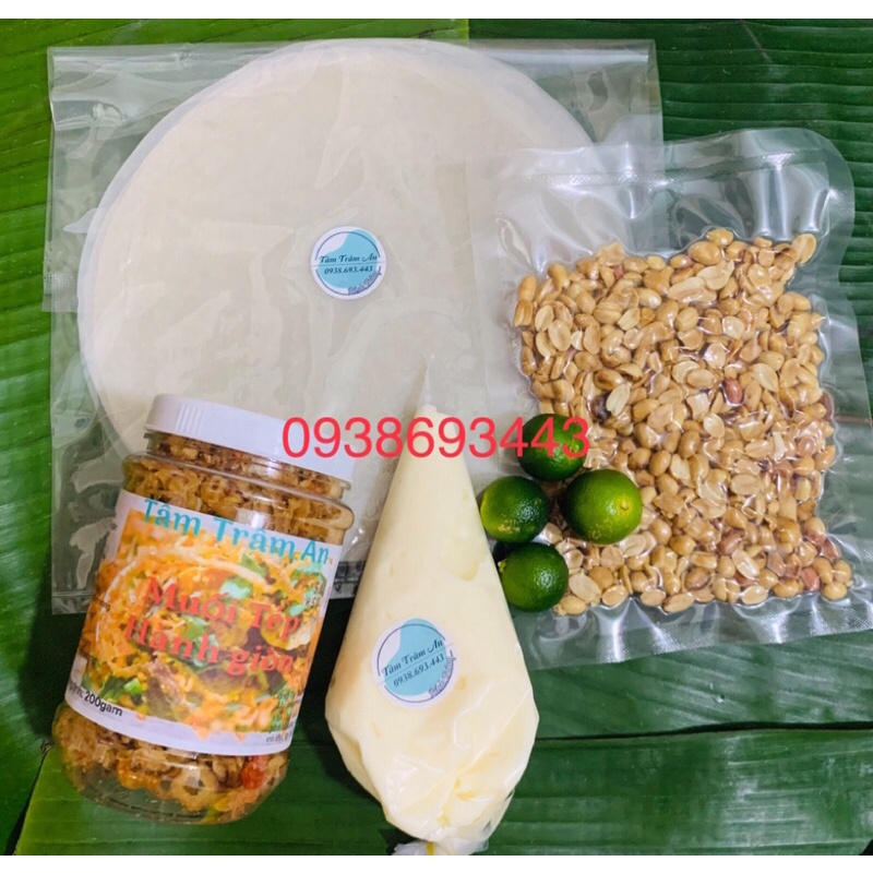 BANH TRÁNG PHƠI SƯƠNG 250g + 100g ĐẬU PHỘNG+ 200G MUỐI TÉP HÀNH+ 190G BƠ VÀNG/TRẮNG