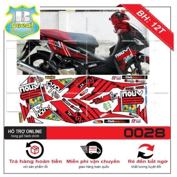 FREE SHIP + SALE SỐC +DECAL PVC 5 LỚP CHẤT LƯỢNG CAO Tem rời NOUVO 4 LX ZIN ĐỎ ĐEN [Bi Decal]