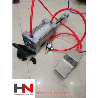 Bộ đột dập dùng khí nén ( 1 xi lanh + bàn đạp + van xả + phụ kiện kèm )