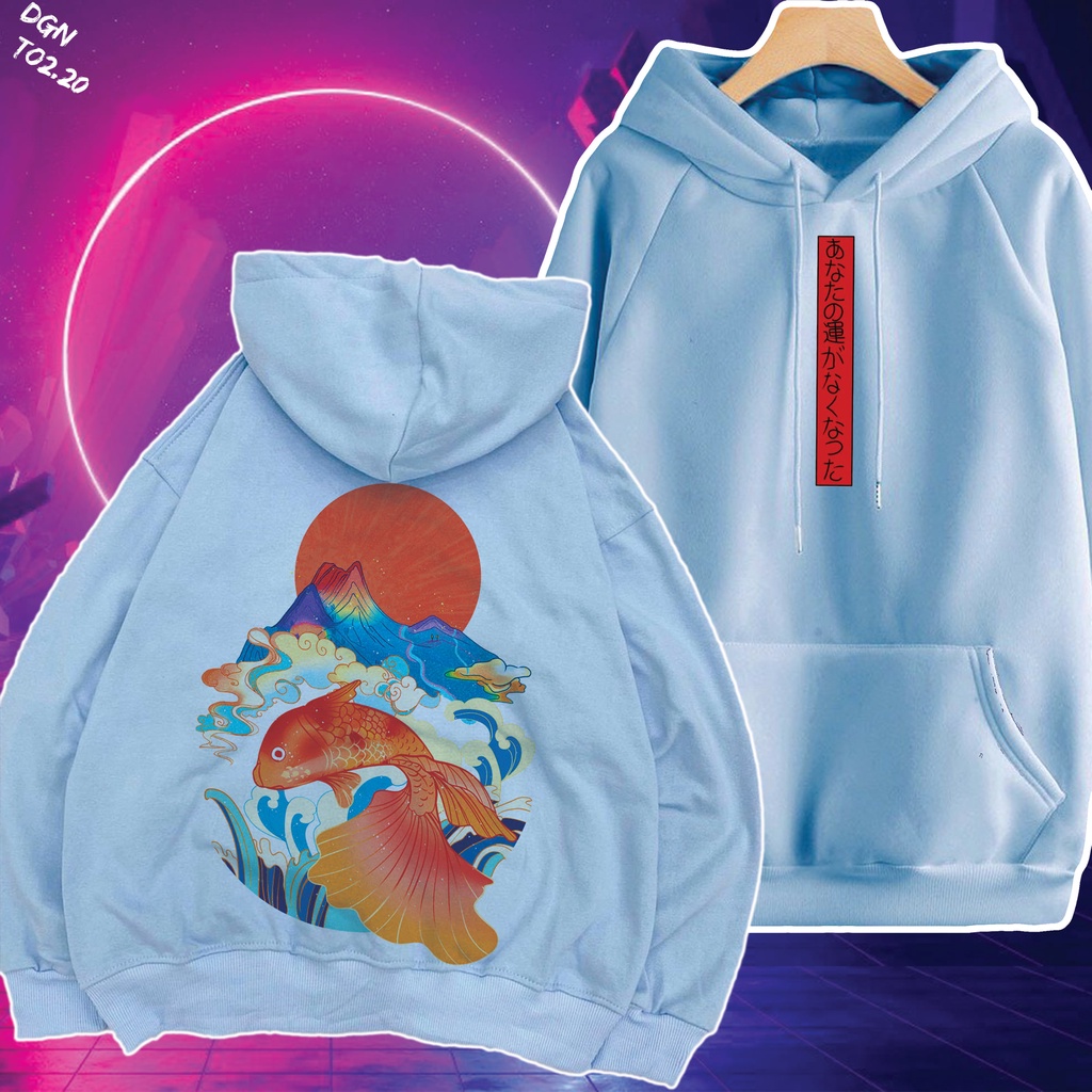 áo hoodie nỉ bông họa tiết cá chép Nhật TO2.20