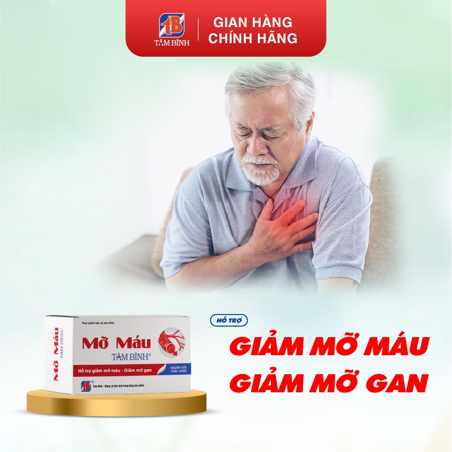 Viên uống Hỗ trợ giảm mỡ máu Tâm Bình, giảm cholesterol và triglyceride, hỗ trợ giảm nguy cơ xơ vữa mạch máu