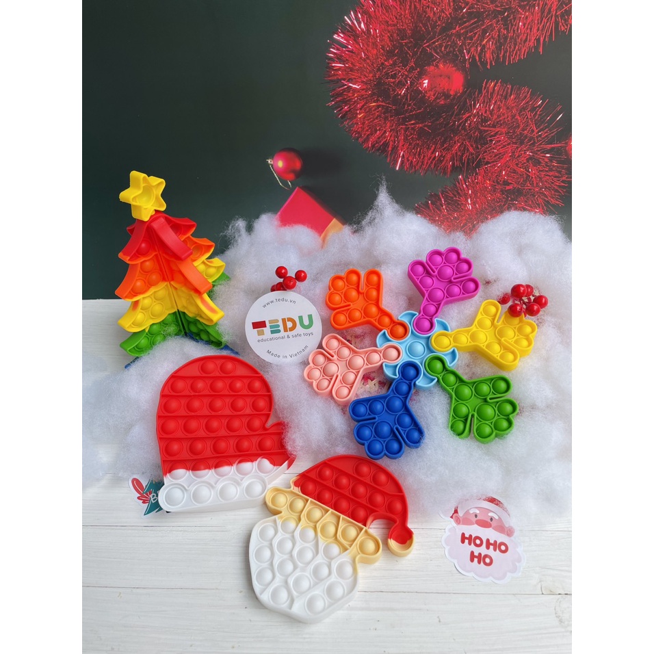 Pop it Noel - Quà Giáng Sinh - Đồ chơi nhấn bóng bằng silicon TEDU giảm căng thẳng