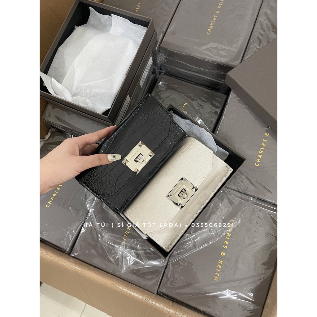 Túi Ci kay khóa gập dáng chữ nhật