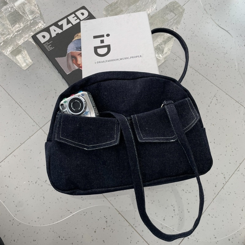 BRUNCH BAG - Túi đeo vai denim dáng hộp basic dễ phối