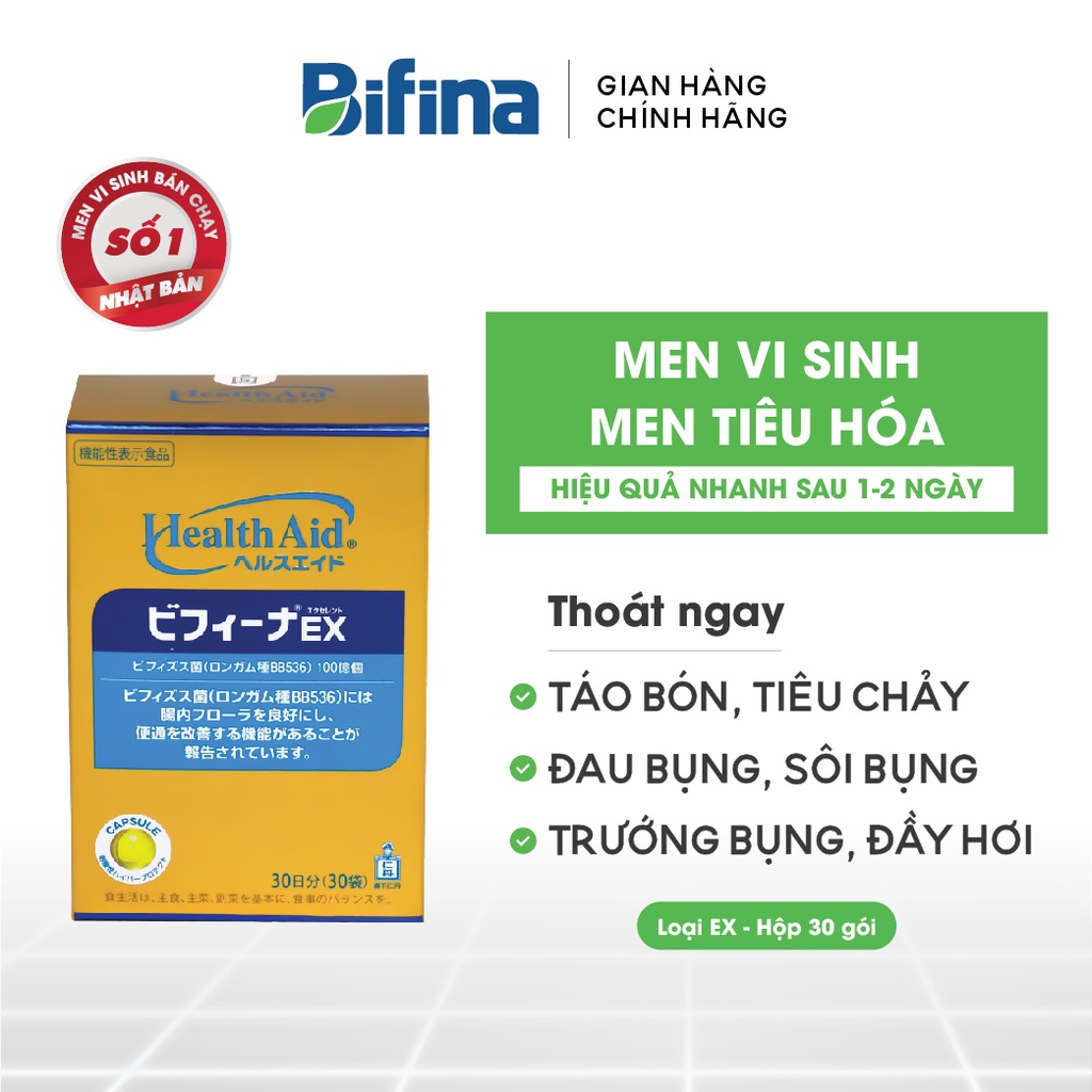 Men vi sinh Bifina Nhật Bản - Loại EX 30 và R 20 gói - Thoát ngay đau bụng, sôi bụng
