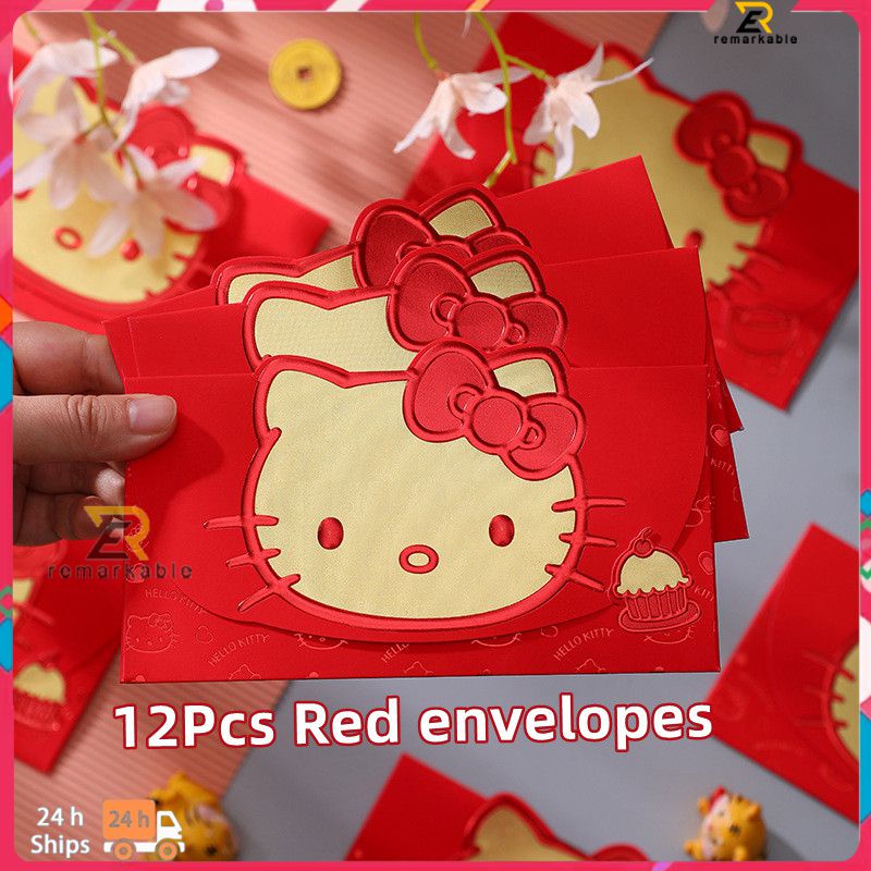 Sẵn Sàng Cổ Năm Mới 2023 Đỏ Gói Tin 12 Chiếc Hoạt Hình Hello Kitty Mickey Minnie Dễ Thương Đỏ Gói Trẻ Em Năm Mới đỏ Gói Tin