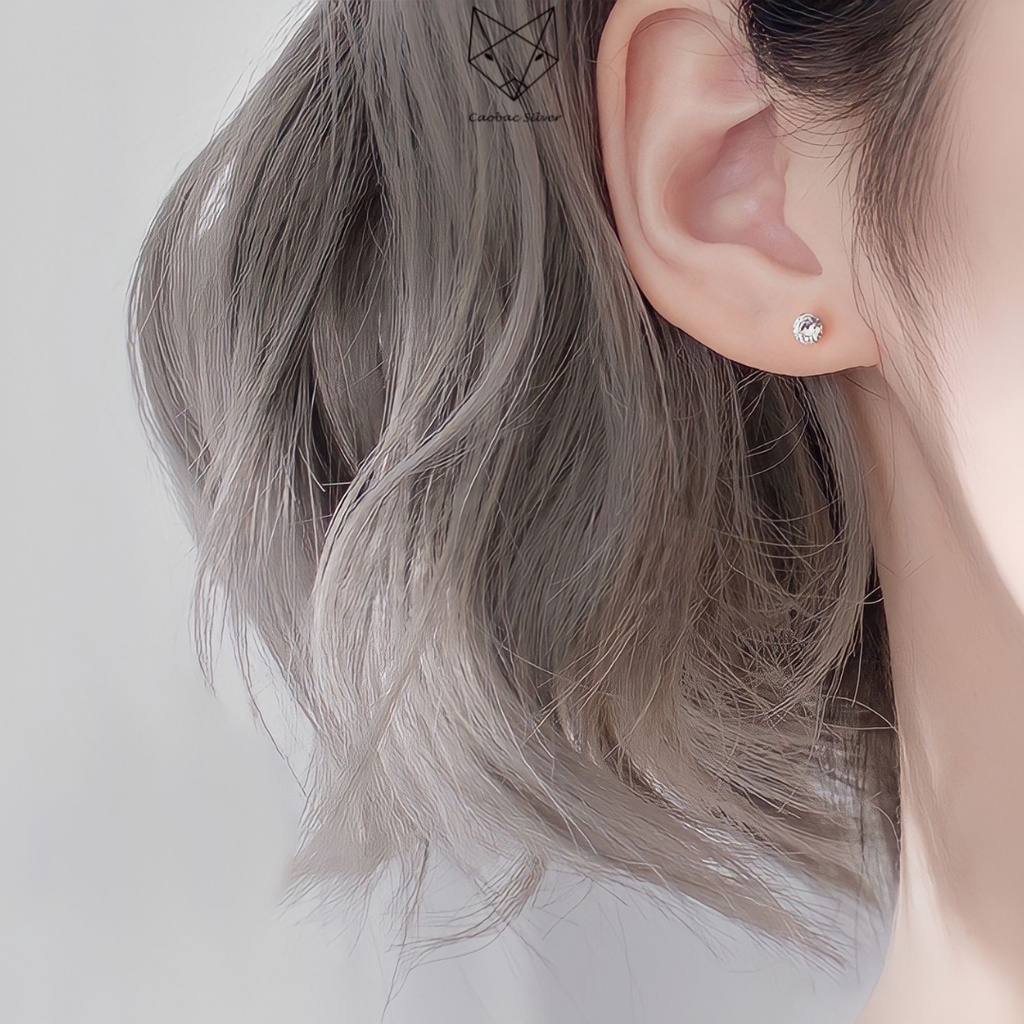 Combo Bộ 3 Đôi Bông Tai Nữ Bạc Ta CaoBac Silver Sao, Bi, Đá Phong Cách Unisex Cá Tính Đơn Giản