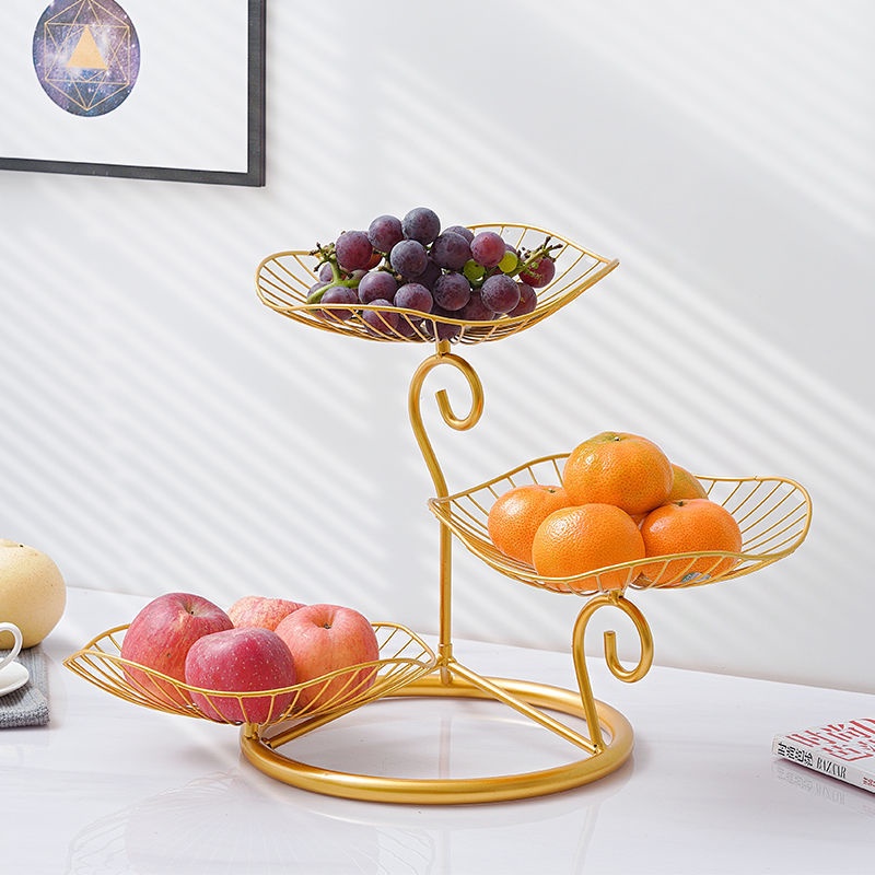 Phong cách Bắc Âu Giỏ trái cây 3 tầng Hiện đại đựng đồ ăn nhẹ nhiều cho Bàn cà phê trong phòng khách Boron069