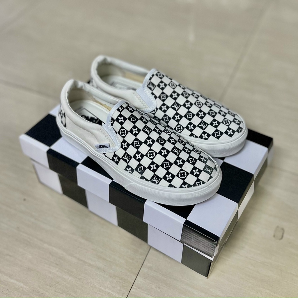 Giày Vans LV caro lười Thể Thao Nam Nữ Full Box size 36 đến 43