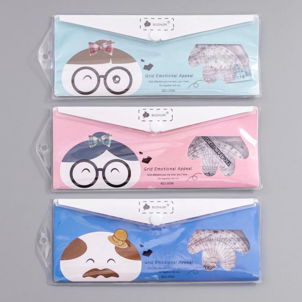 Thước Kẻ Cute Bộ Full Combo 4 Món Có Túi Đựng Họa Tiết Dễ Thương Cho Học Sinh - Vy Shop