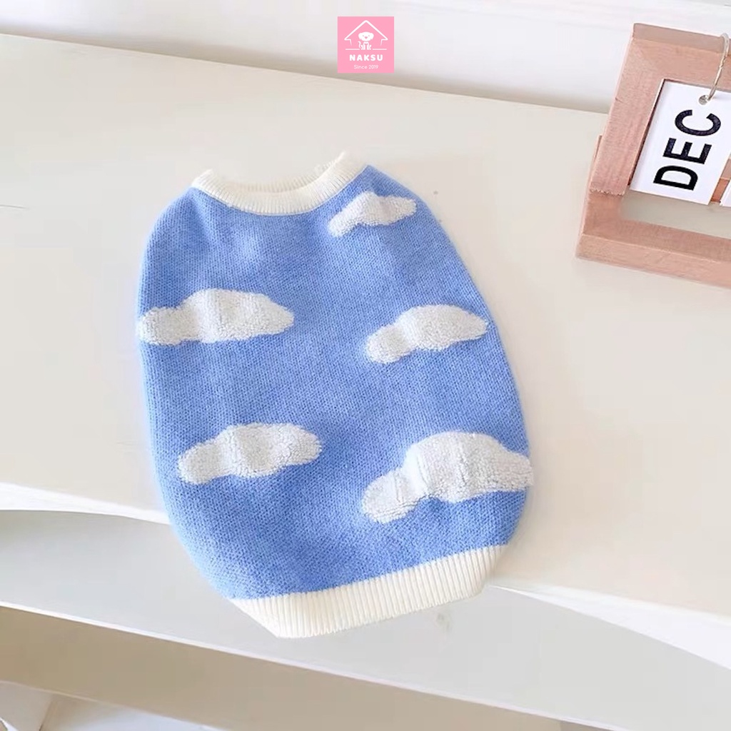 Áo Len Cho Chó Mèo Hình Đám Mây, Quần Áo Ấm Mùa Đông Cho Thú Cưng, Áo Tết Cho Chó Chất Liệu Cao Cấp Naksu