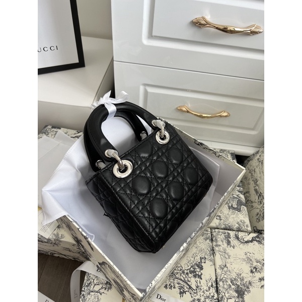 Túi xách la-dy da lì khoá bạc mini