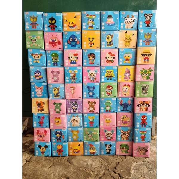 DIY Đồ chơi lắp ráp Le-go 3D mô hình nhân vật hoạt hình 3D hình DOREMON DOREMI SIÊU NHÂN NHỆN GẤU BEAR BRICK GẤU STICK