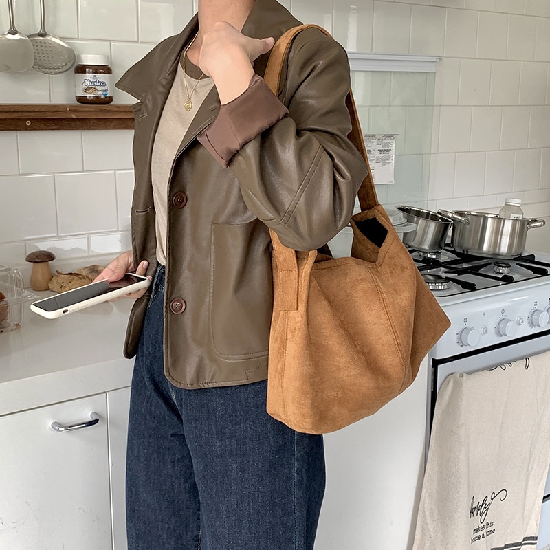 Túi Xách Da Lộn Cỡ Lớn Phong Cách retro Cho Nữ