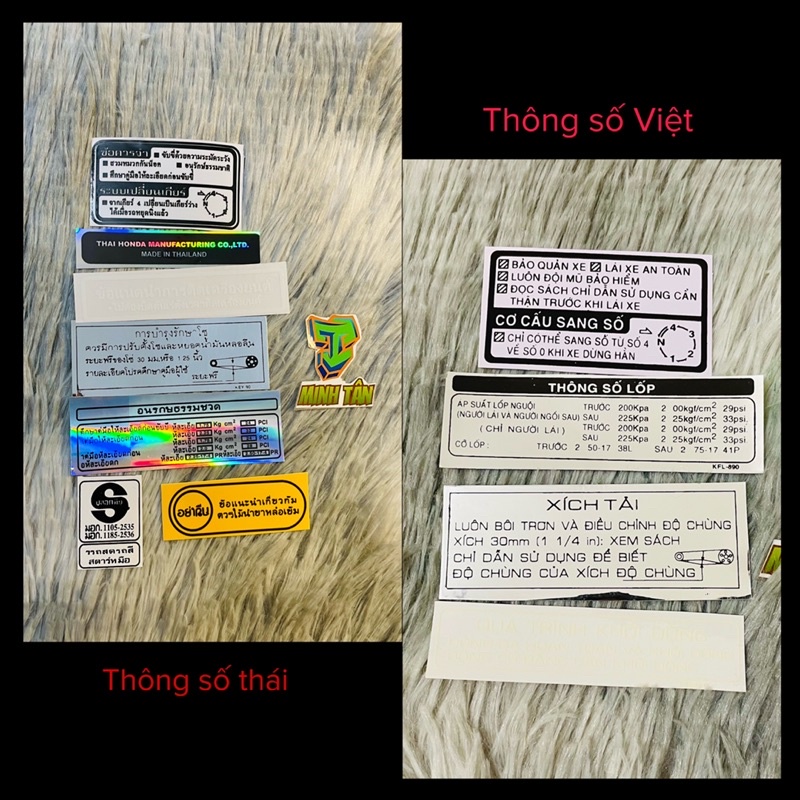 Bộ Tem thông số Wave 100-110. Dream