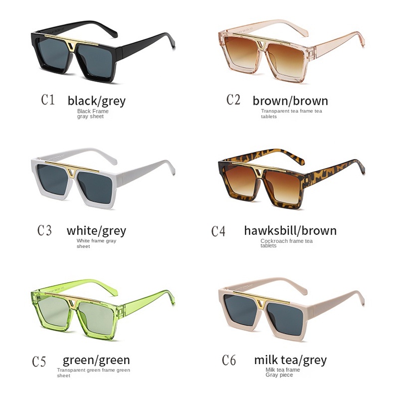 Kính Mát Gọng Vuông Phẳng Hai Chùm Phong Cách Âu Mỹ Cổ Điển Mới Dành Cho Nam Nữ