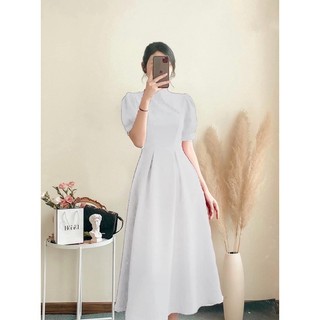 Đầm dự tiệc phối nút bọc cổ cách điệu