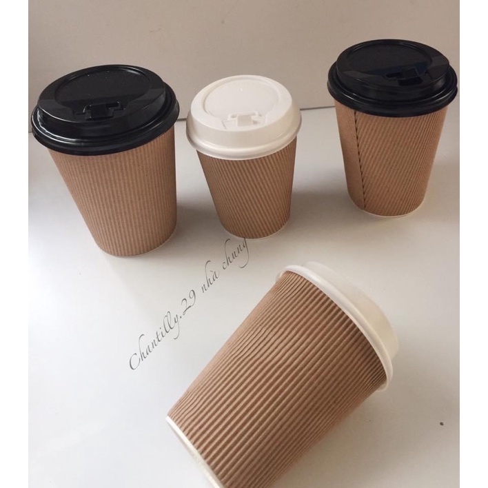 Cốc giấy take away màu be 25c 220ml(kèm nắp)