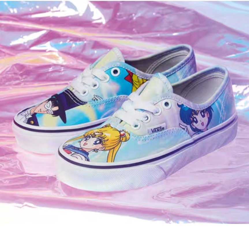 Vans Giày Thể Thao canvas Cổ Thấp In Hình Thủy Thủ Mặt Trăng Thời Trang Cho Nam Và Nữ Mã 1609