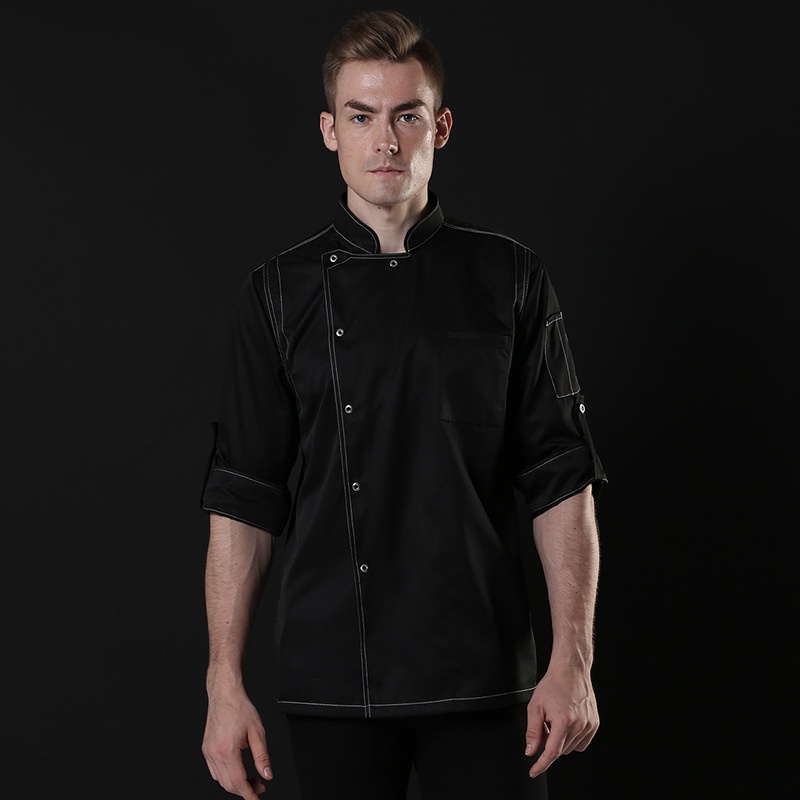 Đồng phục bếp dài tay,áo bếp cúc bấm phù hợp cho nam nữ
