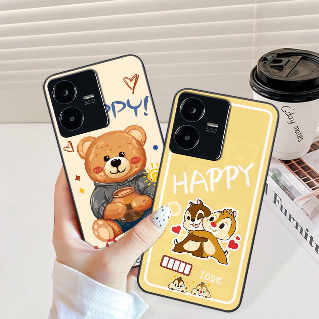 Ốp Vivo Y22S in hình gấu vịt caro nhiều màu sắc ngộ nghĩnh dễ thương