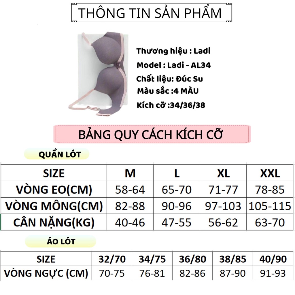 Áo Ngực Nữ Đúc Su Thông Hơi Viền Màu Thiết Kế Mềm Mại Thoáng Mát Ladi-AL34