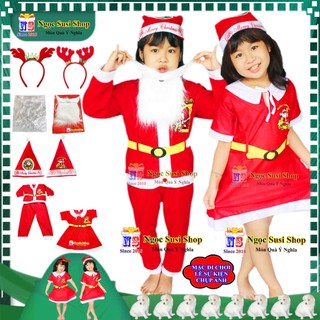 BỘ ĐỒ ÔNG GIÀ NOEL CHO BÉ CHO BÉ TRAI ĐẦM CHO BÉ GÁI ( Từ 1 - 11 Tuổi )  - CHẤT LIỆU VẢI NỈ GIÁ SỐC