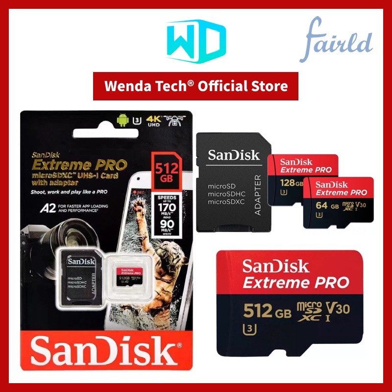 Thẻ Nhớ Sandisk Extreme Pro Micro SD 512GB 256GB 128GB 64GB 32GB A2 4K HD Tốc Độ Cao