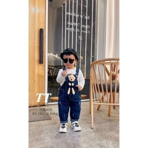 Sét yếm bò ,jean kèm gấu xinh cho bé trai,bé gái