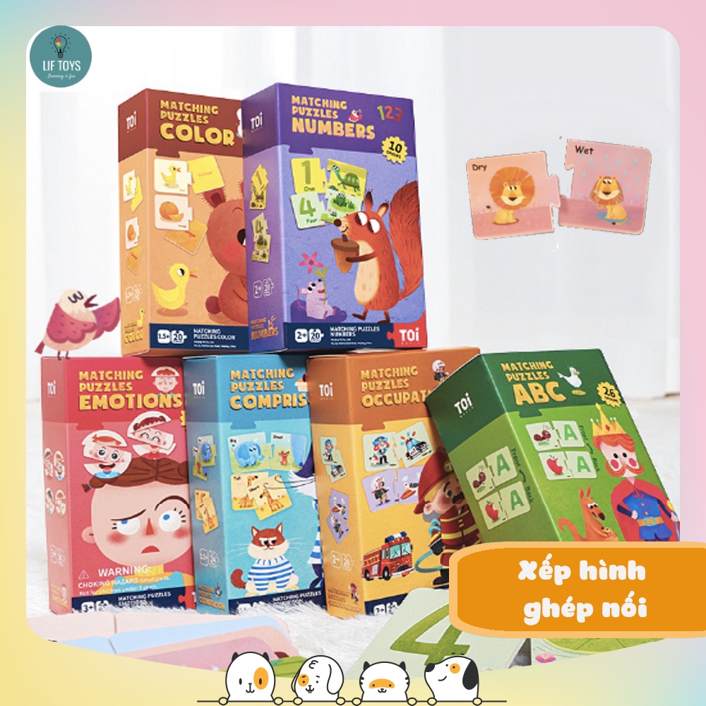 Đồ chơi xếp hình ghép nối cho bé từ 2 tuổi chính hãng TOI nhiều chủ đề, Đồ chơi giáo dục sớm cho bé
