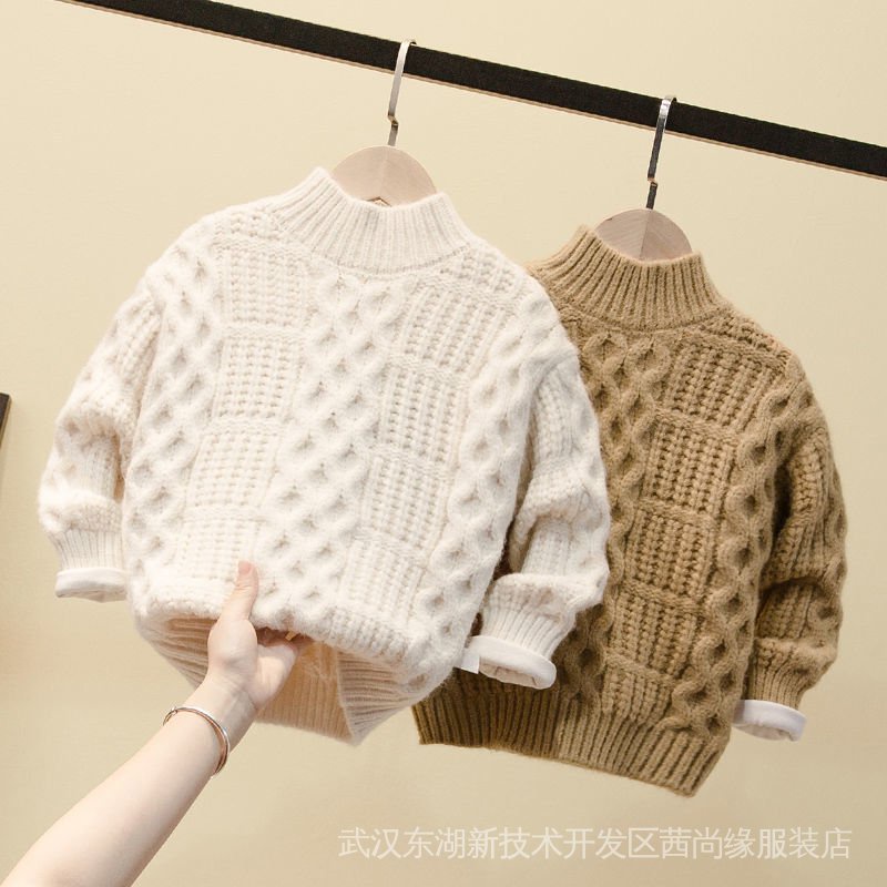 Áo Sweater Dày Chui Đầu Lót Lông Cừu Thời Trang Thu Đông Phong Cách Mới Cho Bé Trai