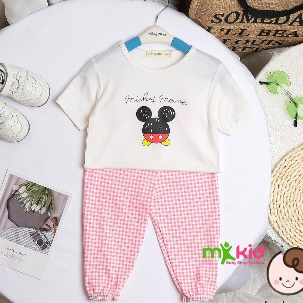 Quần áo trẻ em MK KID cho bé trai bé gái từ 6-26kg💖Bộ Tay Ngắn Quần Dài Sọc Kẻ Mới Dễ Thương cho bé
