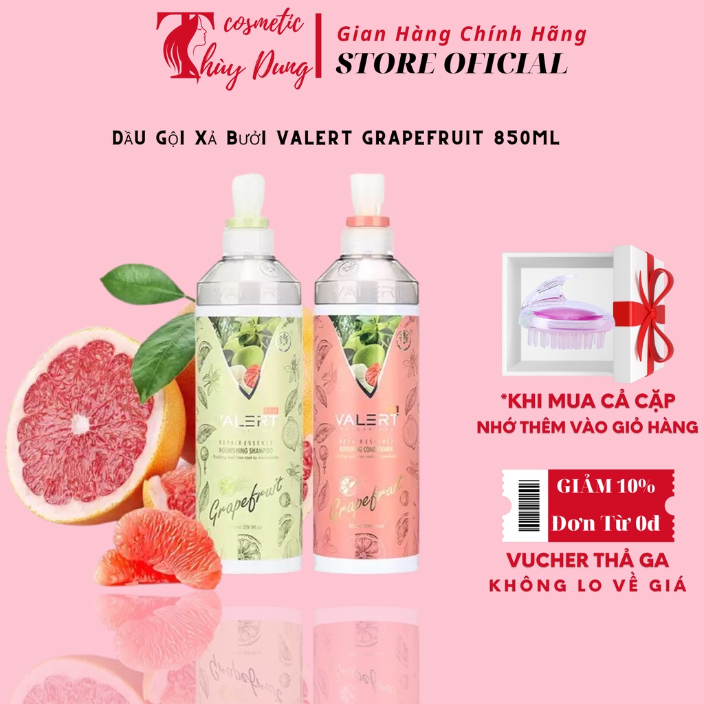 Cặp Dầu Gội Bưởi VALERT GRAPEFRUIT, Gội Bưởi GRAPEFRUIT, Xả Bưởi GRAPEFRUIT 850ml chống rụng kích mọc tóc