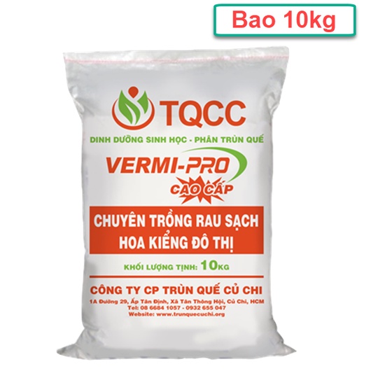 Phân Trùn Quế Cao Cấp Vermi-pro cho Rau Sạch và Hoa Kiểng bao 10kg