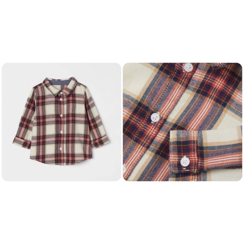 Áo sơ mi kẻ cổ đức tay dài bé trai săn sale Us/ Uk sz 9-12m