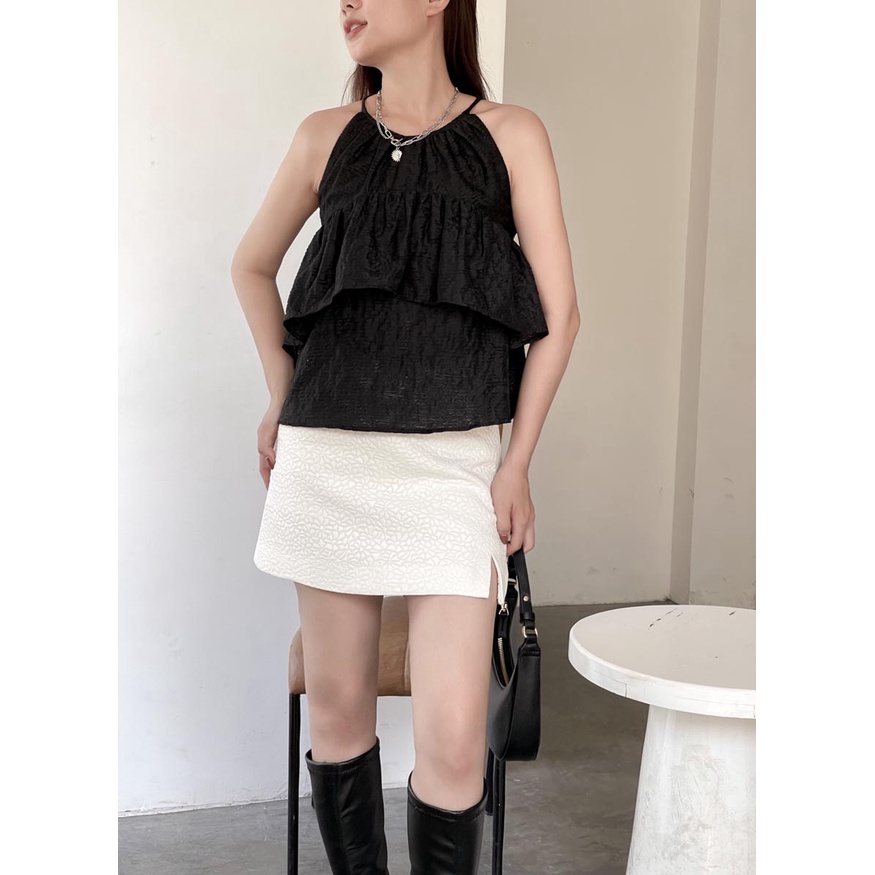 Áo yếm kiểu 2 tầng cách điệu thời trang GAGO màu đen GA4187